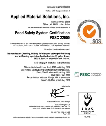 Certifications AMS Applied Material Solutions